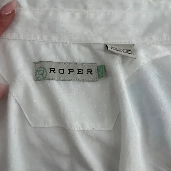 Roper pearl snap western shirt all over monotone print cowboy rodeo sz 2X - Picture 12 of 13